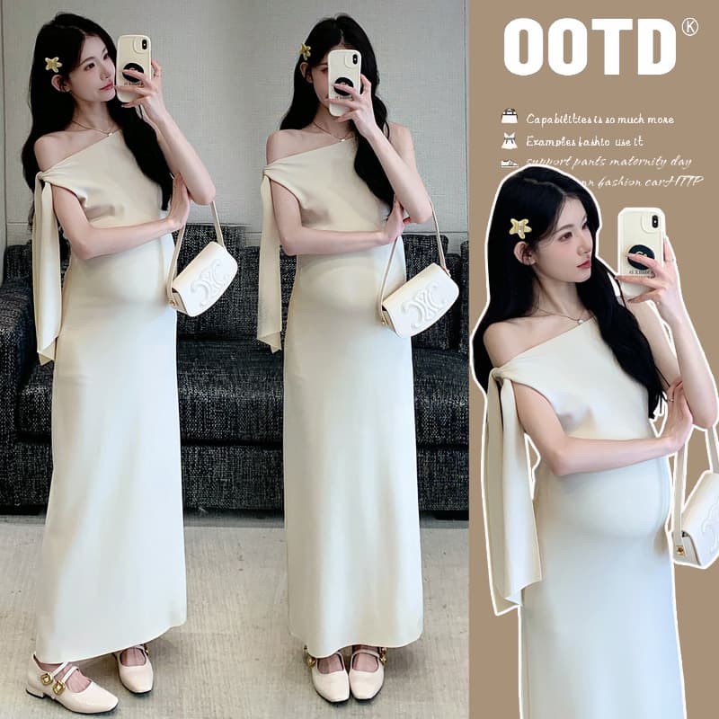 2026 Summer New French-Style Slim-Fit Maternity Dress with a High-End, Elegant, and Sweet Feel