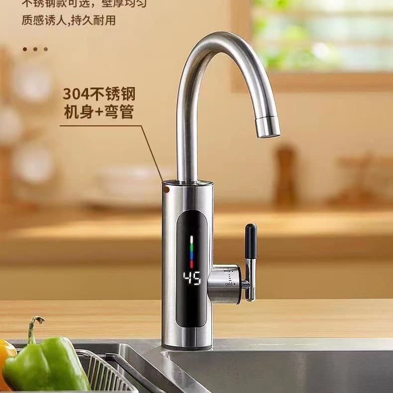Foreign Trade New Model Stainless Steel Electric Water Heater Faucet, Instant Type for Kitchen Washing, Cold and Hot Dual Use Smart Digital Display Water Heater