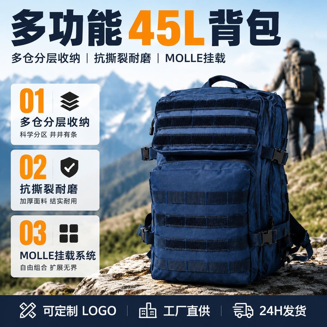 Cross-border Tactical Backpack Security Duty Training Outdoor Hiking Bag Modular Military Tactical Backpack Waterproof