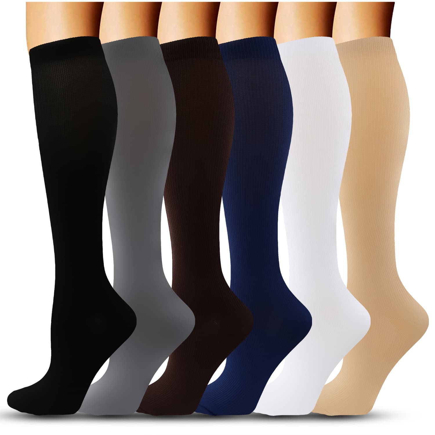 Men's and women's outdoor fitness running Amazon cycling long solid color compression socks elastic calf sports pressure socks
