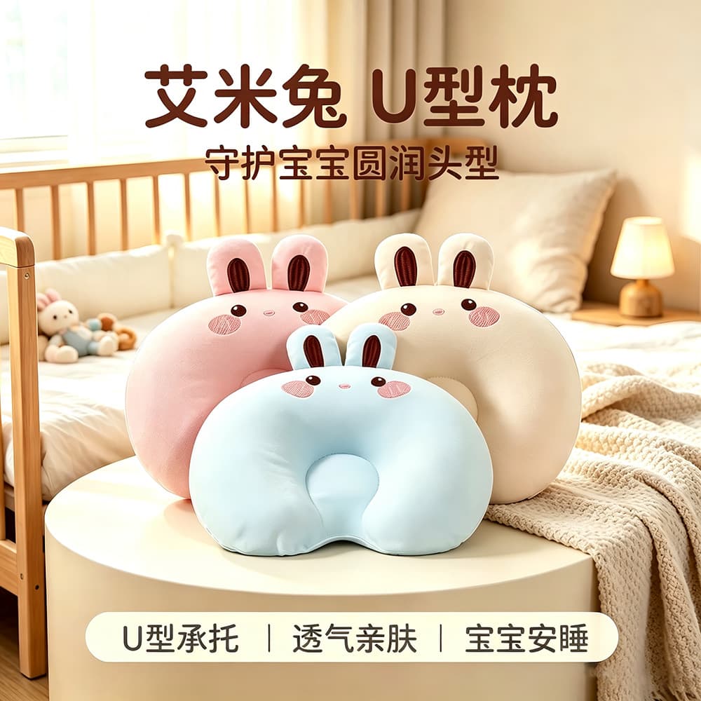 0-1 year old baby U-shaped shaping pillow Class A memory foam newborn anti-bias head pillow baby head pillow wholesale