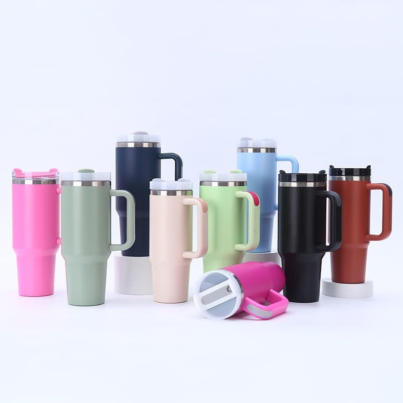 Cross-border 40oz Second Generation Handle Thermos Cup with Straw Lid, Insulated Cold Stainless Steel Water Iced Tea Ice Cup