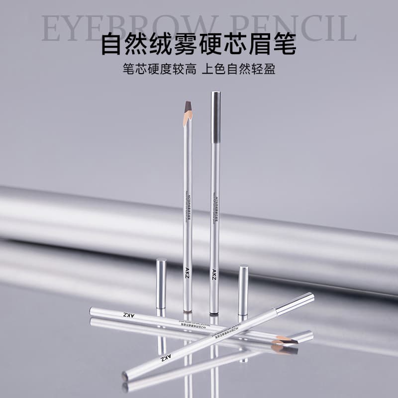 AKZ Natural Velvet Mist Hard Core Eyebrow Pencil is long-lasting, waterproof, sweatproof, knife-sharpened, natural, vivid, silky, smooth, and has a smooth texture.