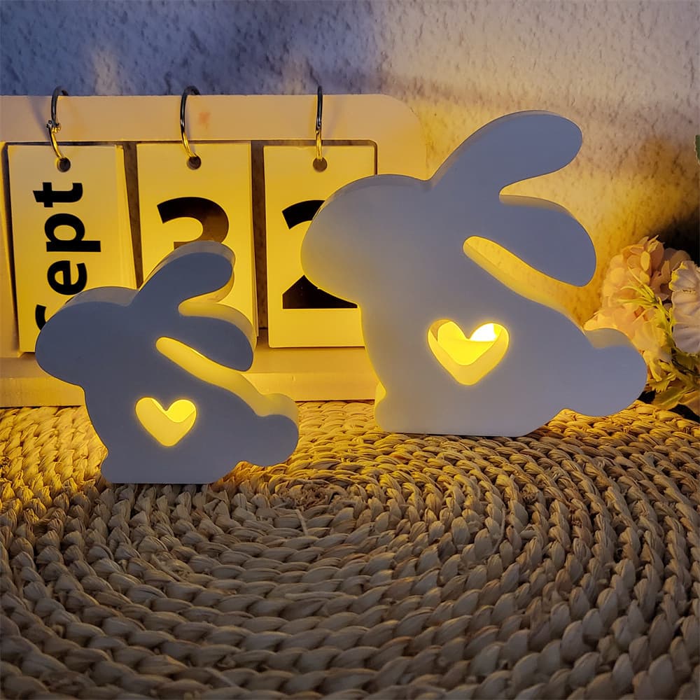 S1220 Large and Small Heart Rabbit Ornament Decoration Cement Plaster Mold DIY Silicone Mold