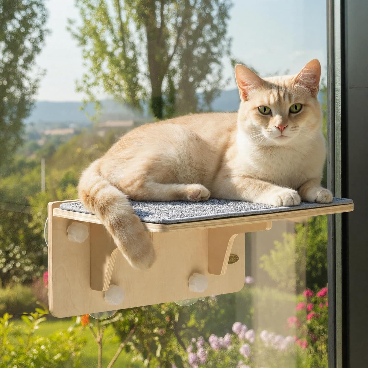 Wooden Cat Hammock, Cat Jumping Platform, Window Cat Bed with Suction Cups, Cat Tree, Cat Bed Pet Supplies