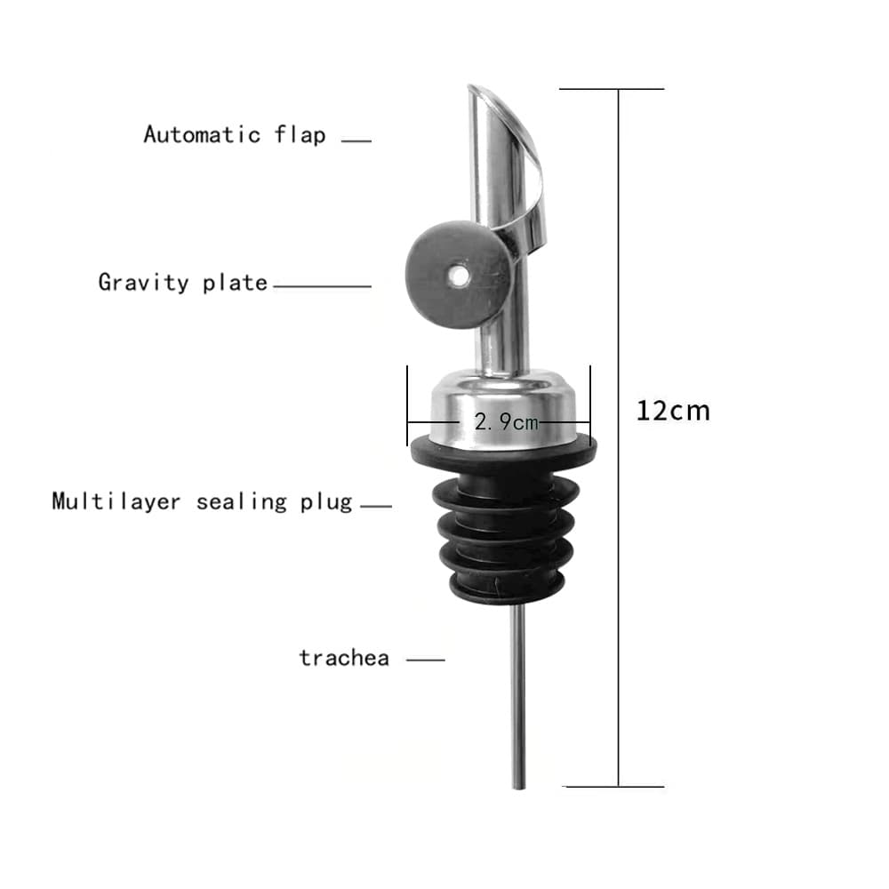Stainless Steel Self-Closing Spout Bottle Stopper, Olive Oil Stopper, Kitchen Cocktail Pourer with Auto Seal