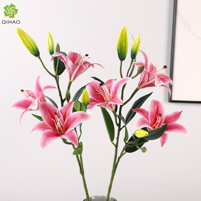 Wedding 3D Small Lily Simulation Flower Shooting Props Decorative Flower Home Fake Flower Simulation 6 Perfume Lilies