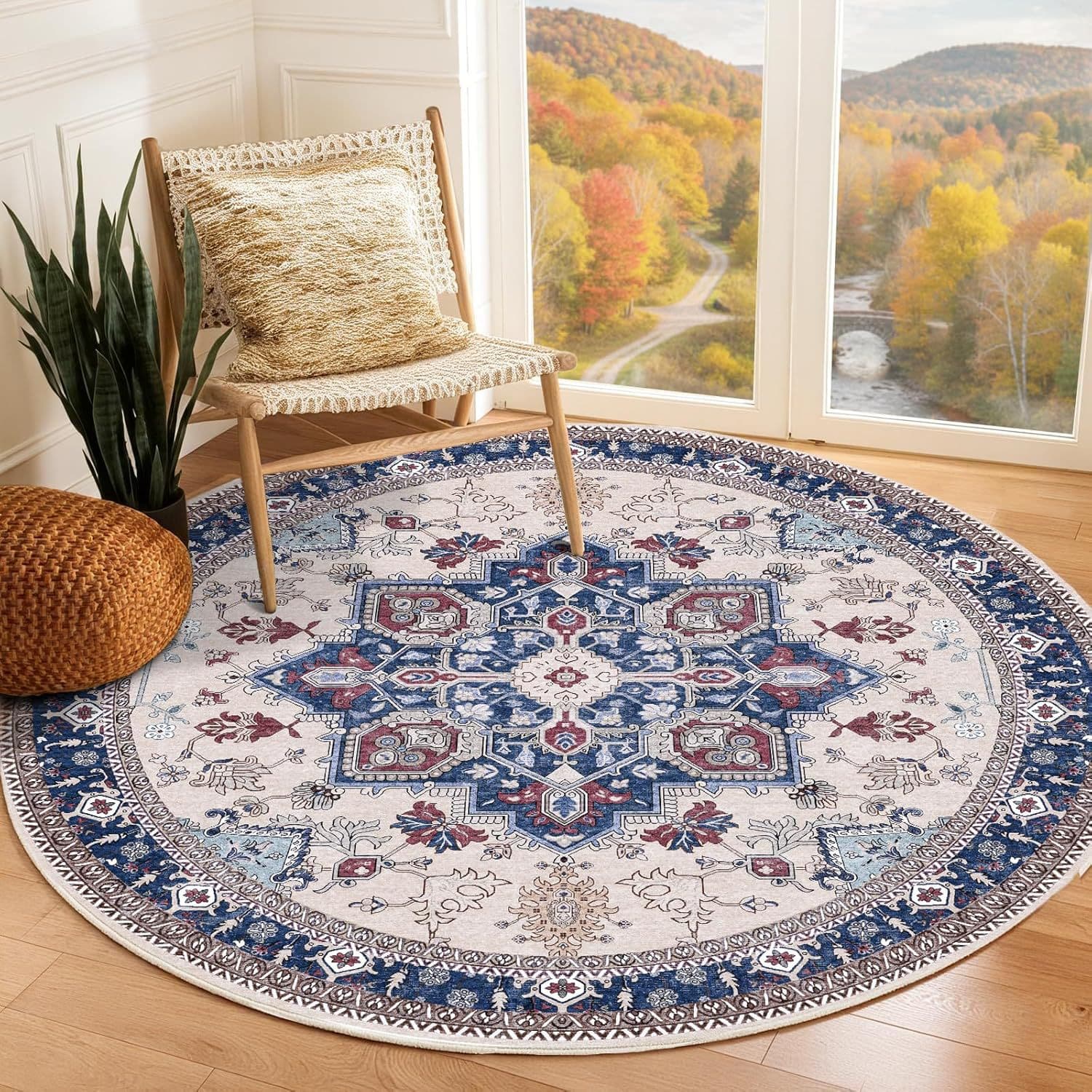 Imitation cashmere cross-border Persian style carpet, living room, round washed bottom, non-slip sofa blanket, bedroom cooling bedside blanket