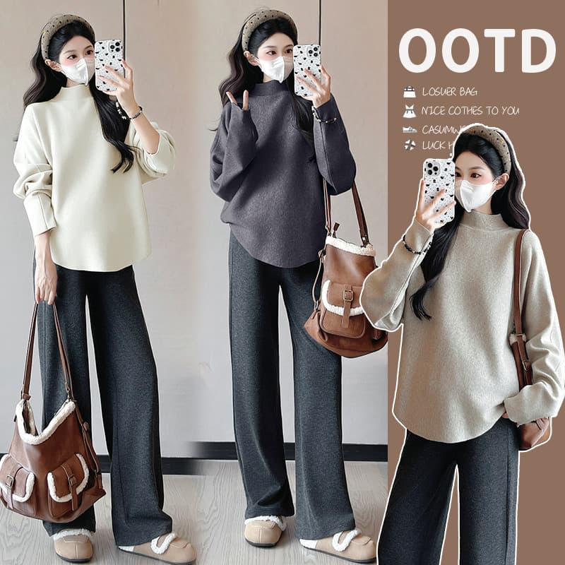Maternity Wear Autumn/Winter New Style Loose Lazy Style Casual Sweater, Korean Version Simple Fashion Slimming Belly-Covering Pullover
