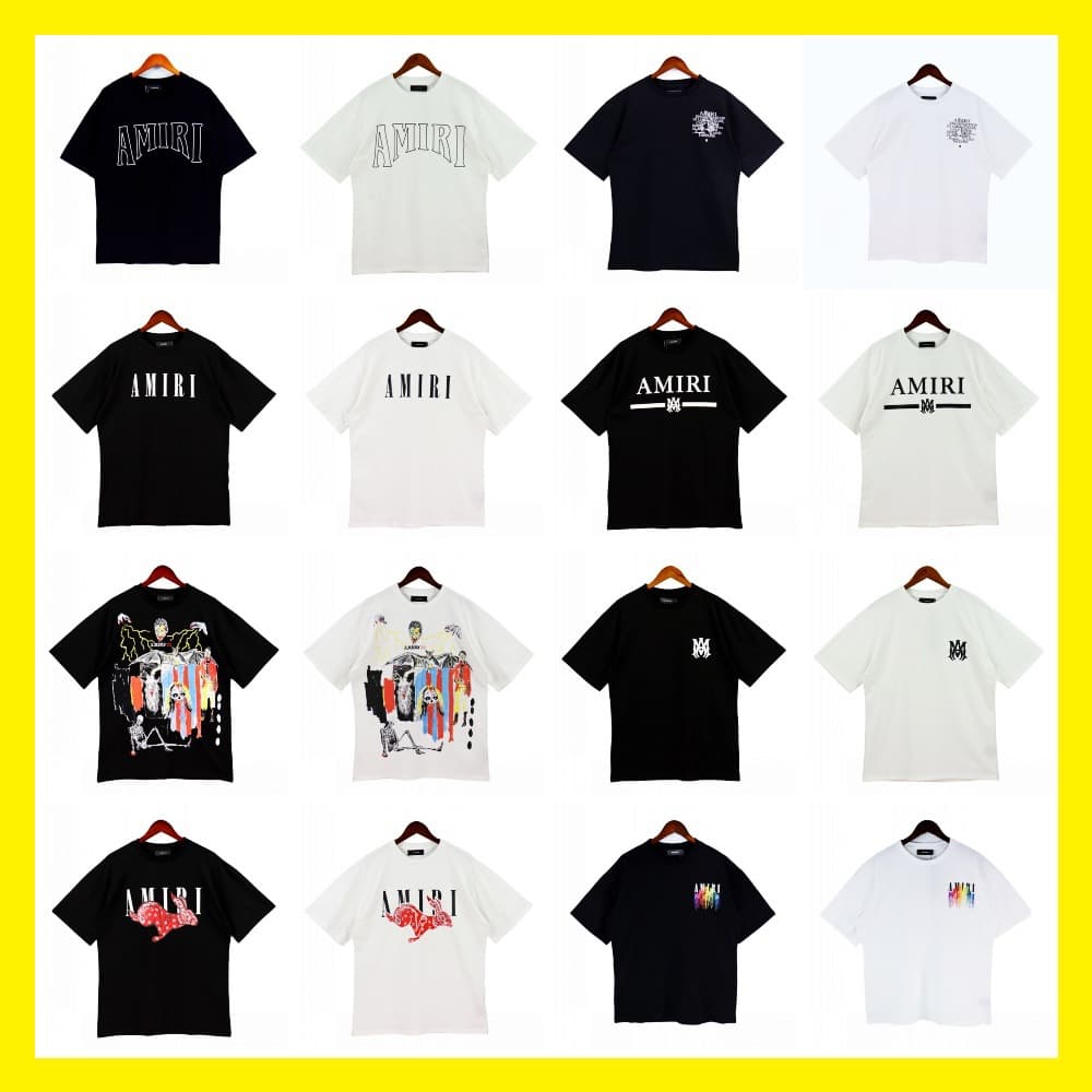 Cross-border wholesale correct amri splatter paint camouflage graffiti letter short sleeve high street couple T-shirt