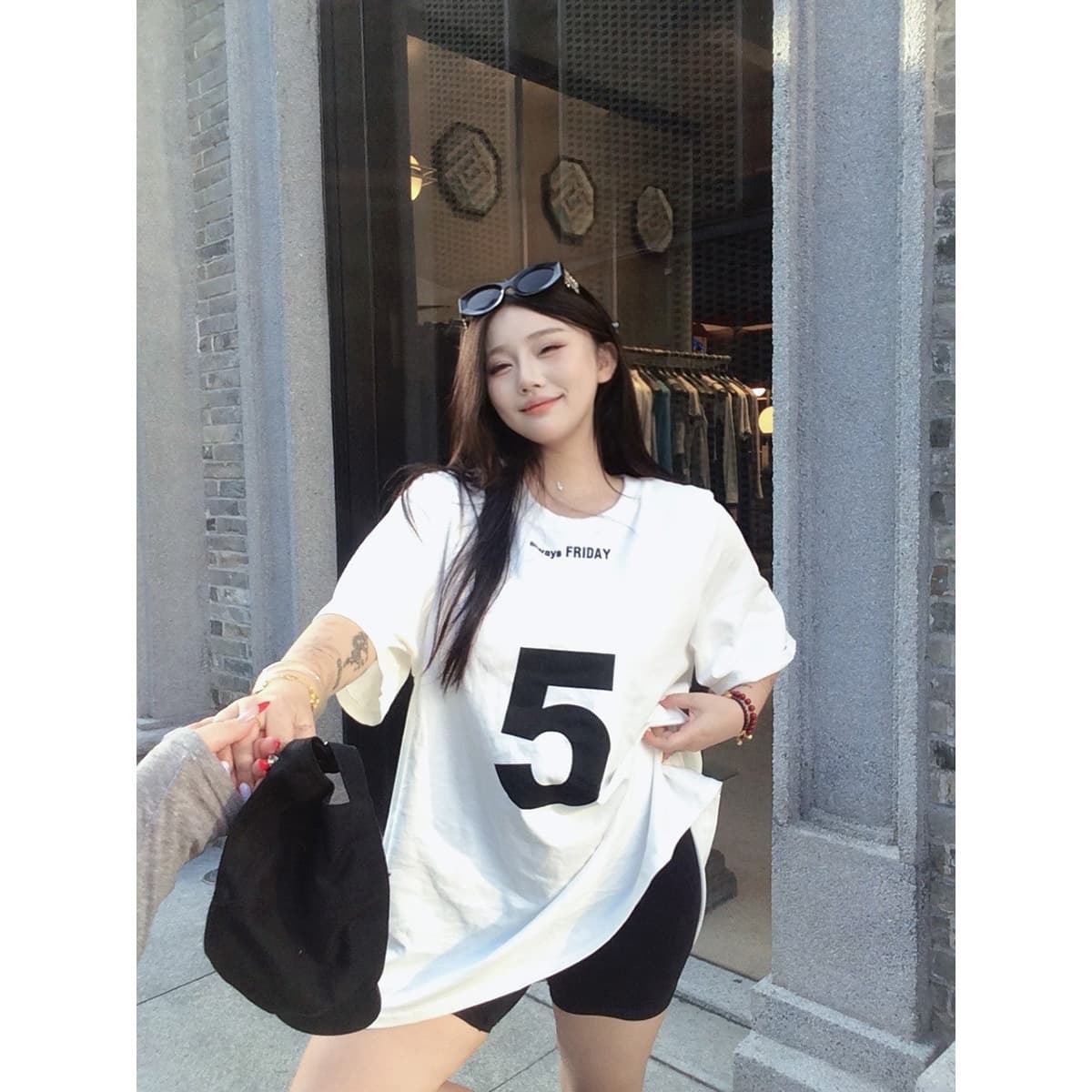 [Sweet Spicy No.5] Summer New Plus Size Women's American Style Digital Print Oversized Loose White T-Shirt