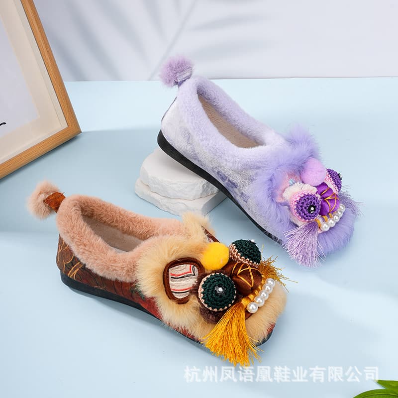 Intangible Cultural Heritage Tiger Head Cotton Shoes, Spring/Summer New Style, Ethnic Tiger Head Shoes, Handmade Flat Comfortable New Chinese Style 2022-287