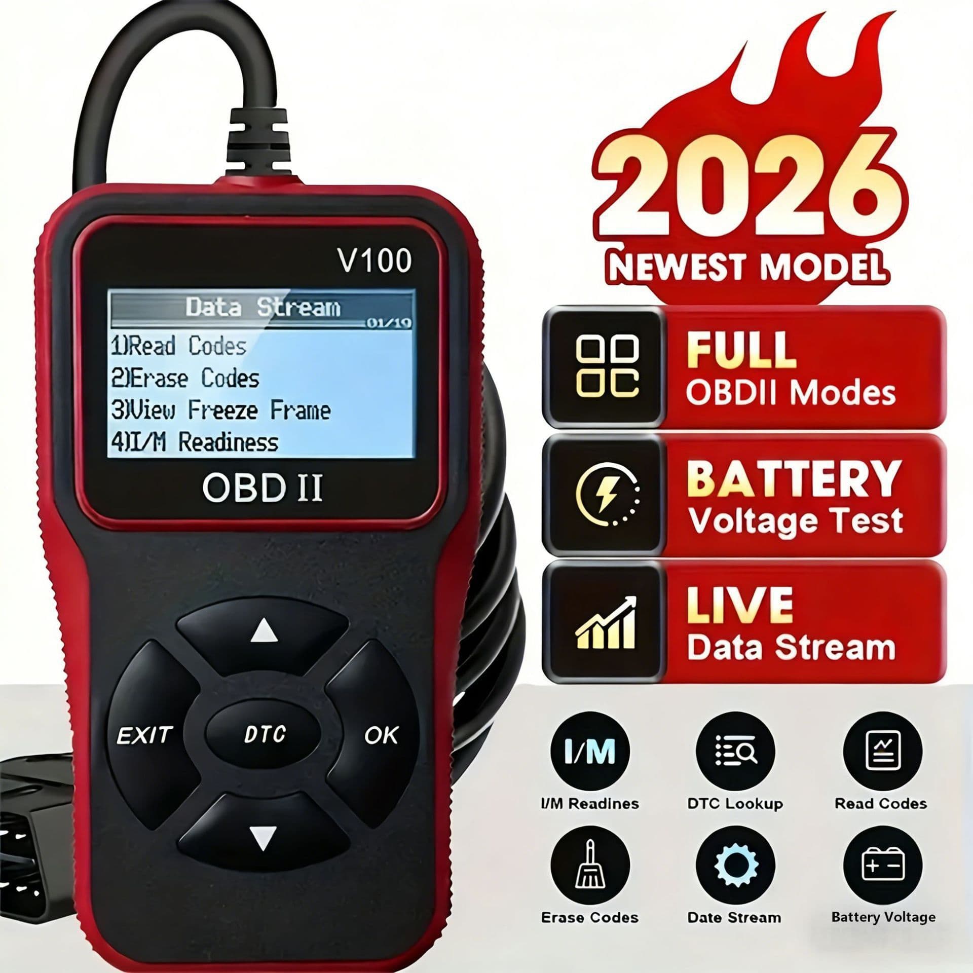 Car Diagnostic Obd2 Scanner Tool Comprehensive Diagnostic Code Engine Fault Detection V100 Code Reader Card