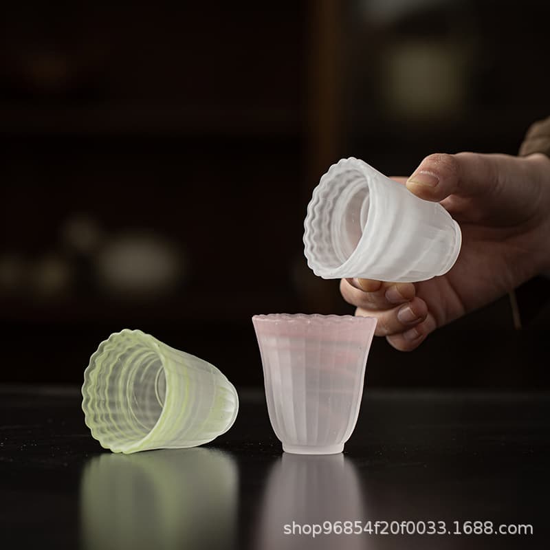 Frosted Crystal Glass Ink Glazed Teacup Single Master Cup for Gongfu Tea Set Small Tea Bowl Drinking