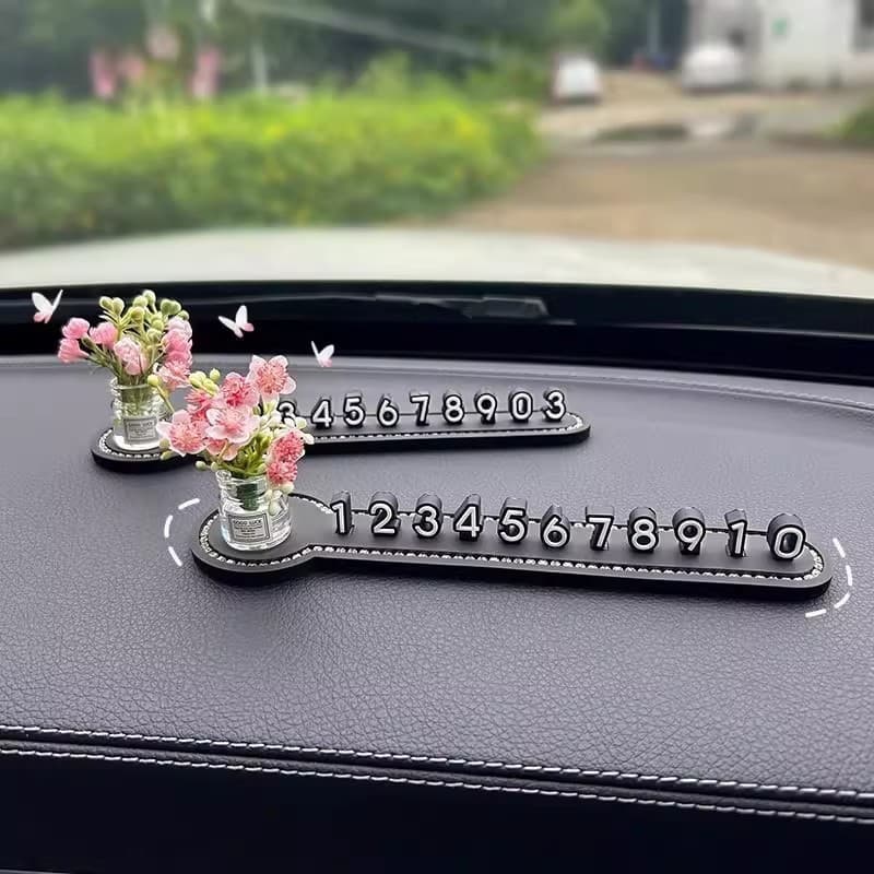 Creative Couple-Themed Cartoon Scene Parking Plate, 4D Temporary Car Parking Sign with Movable Number Base