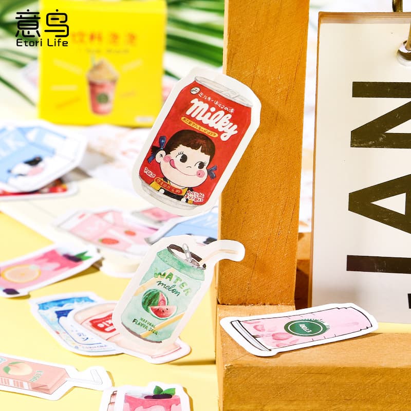 Yiniao Boxed Stickers Drink Bubbles Journal Album Decorative Stickers Seal Stickers DIY Stickers 45 Pieces