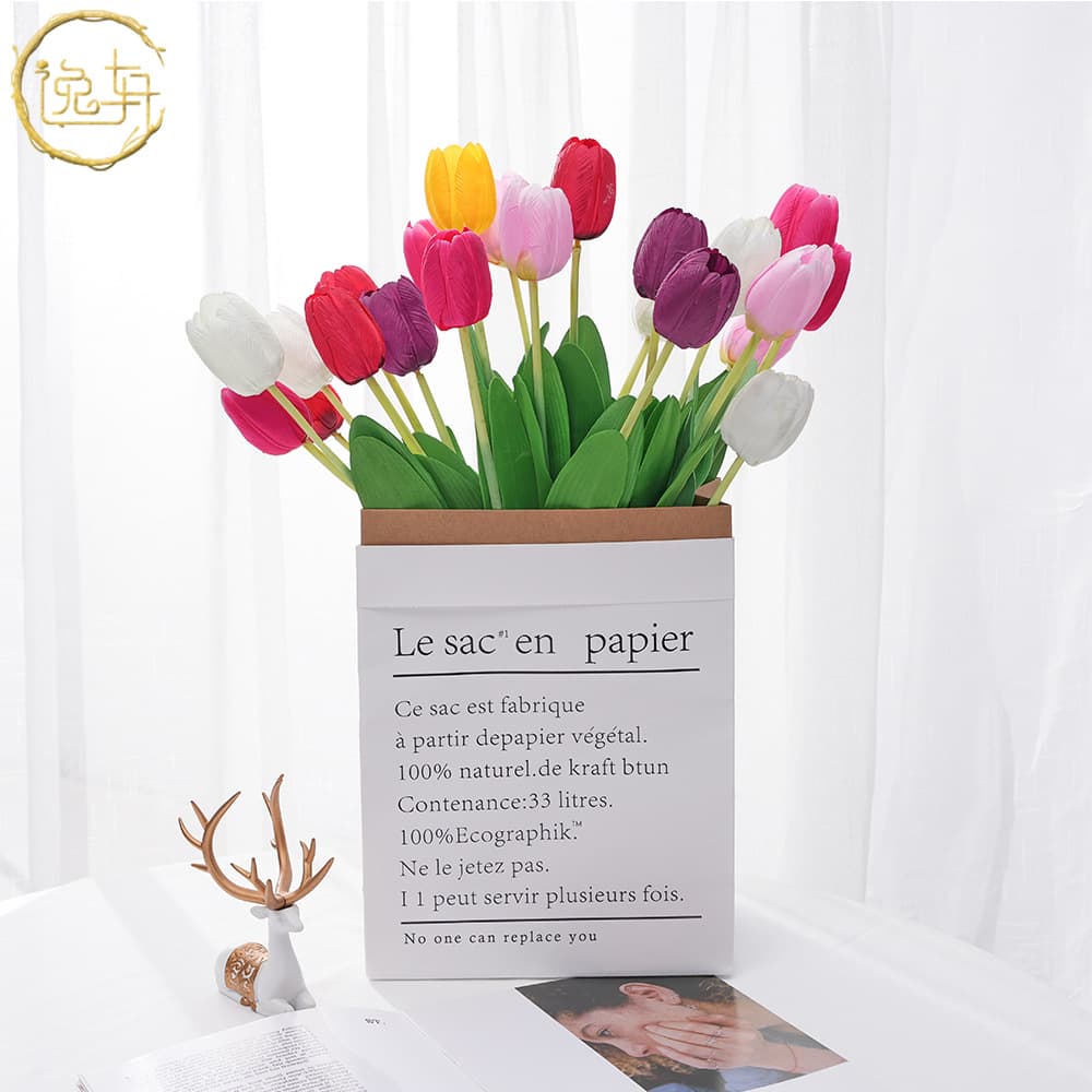 Single Tulip Artificial Flower for Wedding Hall Aisle Decor, Home Living Room Soft Decoration, Photography Prop