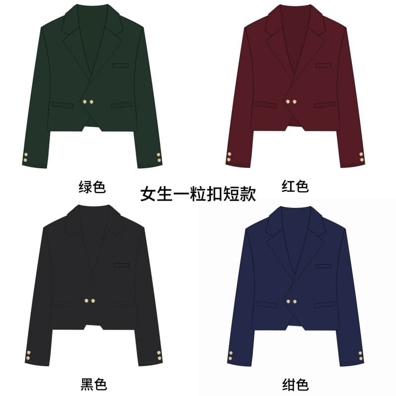 Original Authentic JK Uniform Suit, Spring and Autumn School Style, Single-Button Short Blazer for Girls