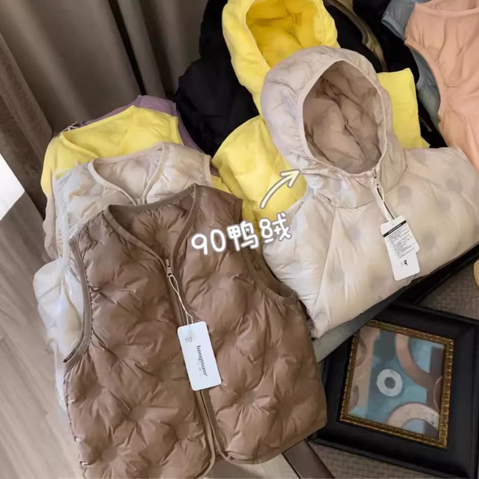 Seamless Tape Children's 90% White Duck Down Down Vest 2024 Medium/Large Kids Lightweight Hooded Down Jacket Export