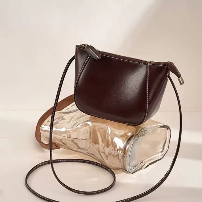 Genuine Leather Trendy Dumpling Bag Handheld Crossbody Boutique New Mini Vintage Simple Versatile Cowhide Premium Shoulder Bag