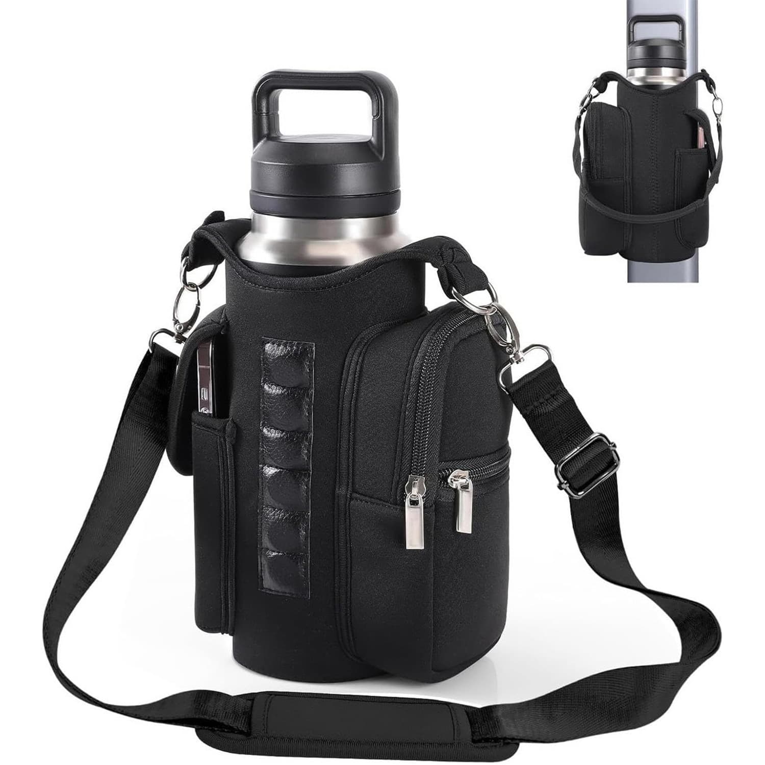 Magnetic Water Bottle Pouch Outdoor Sports Crossbody Water Bottle Holder Gym Magnetic Cup Sleeve Storage Bag
