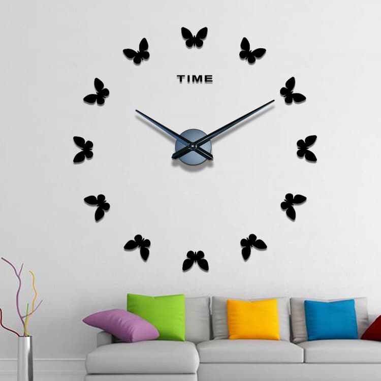 Living room decoration large size paste wall clock clock diy butterfly art wall sticker clock 47Inchins style wall hanging