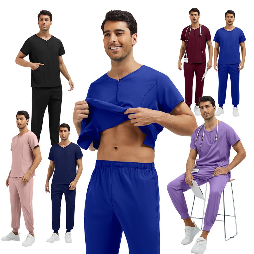 Cross-border SPA Bathrobe Pet Hospital Doctor Nurse Comfortable Scrub Top Inner Wear Men