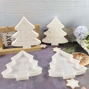 S0717+S0718 Christmas Tree Snowman Reindeer Desktop Decorative Cement Plaster Mold DIY Silicone Mold