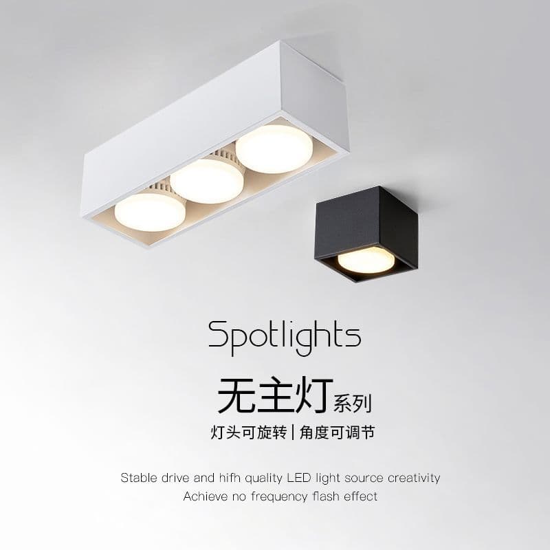 Minimalist Living Room No Main Light Lighting Square GX53 Bean Bulb Light LED Grille Light Ceiling Spotlight Surface Mounted Downlight Factory