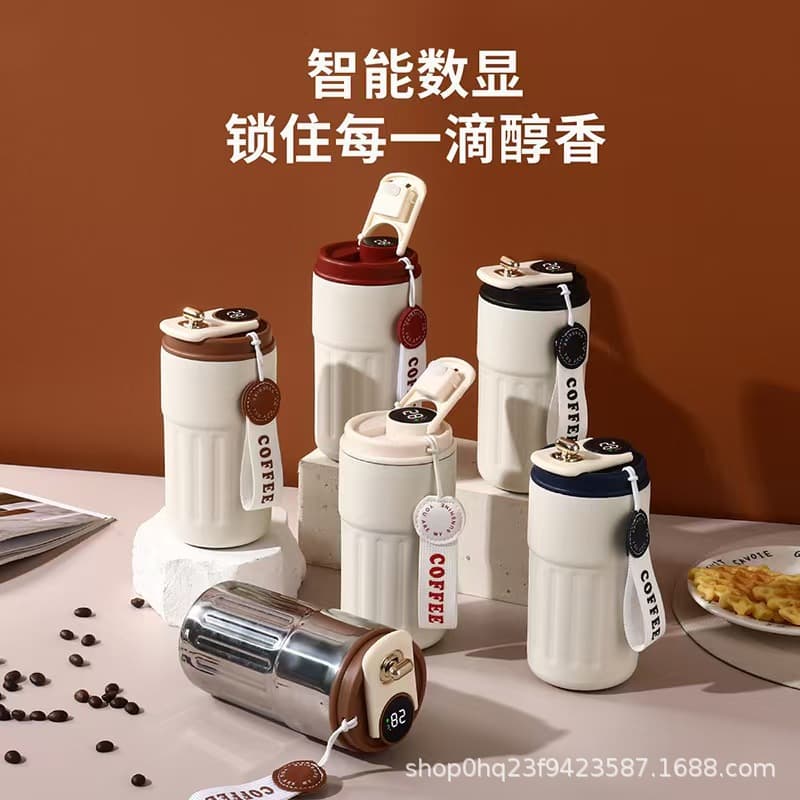 New 304 Stainless Steel Smart Temperature Display Coffee Insulated Mug, High-End Design for Women, Exquisite Portable Water Cup for Office