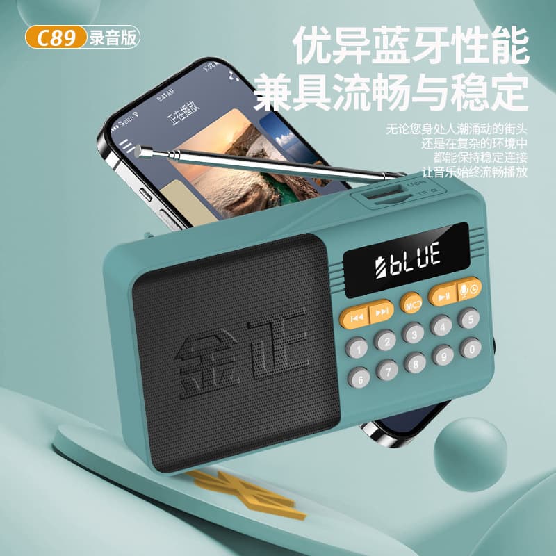 Jin Zheng C89 Mini Speaker with Card Reader, Radio for Seniors, Portable Recorder and Player with Timer and Sleep Shutdown
