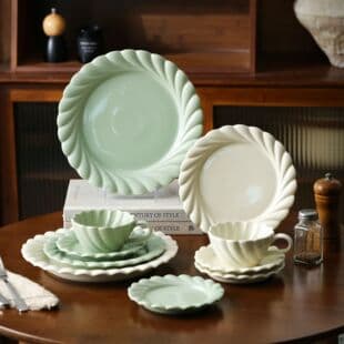 Cream Series Bowl and Plate Set, Home Ins Simple Style Ceramic Tableware, Underglaze Color Rice Bowl, Afternoon Tea Snack Plate