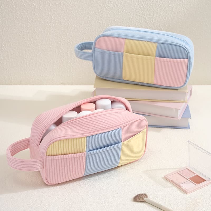 Runhui's new slightly sweet corduroy portable storage bag cosmetics storage bag wholesale travel cosmetic bag large capacity