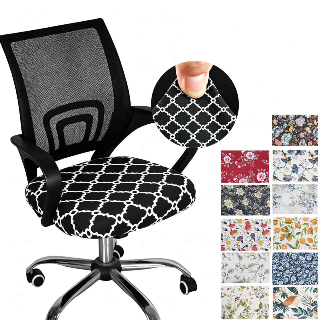 Computer Chair Cover, Elastic Cushion Cover, Simple Style, Non-Slip, Household Chair Cover, Dust-Proof Office Chair Cushion Cover