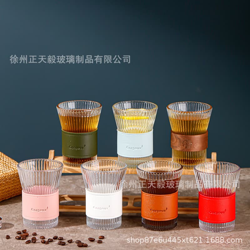 Trendy Tea Brewing Glass Cup High Appearance Accordion Waist Coffee Cup Gift Cup for Milk Juice