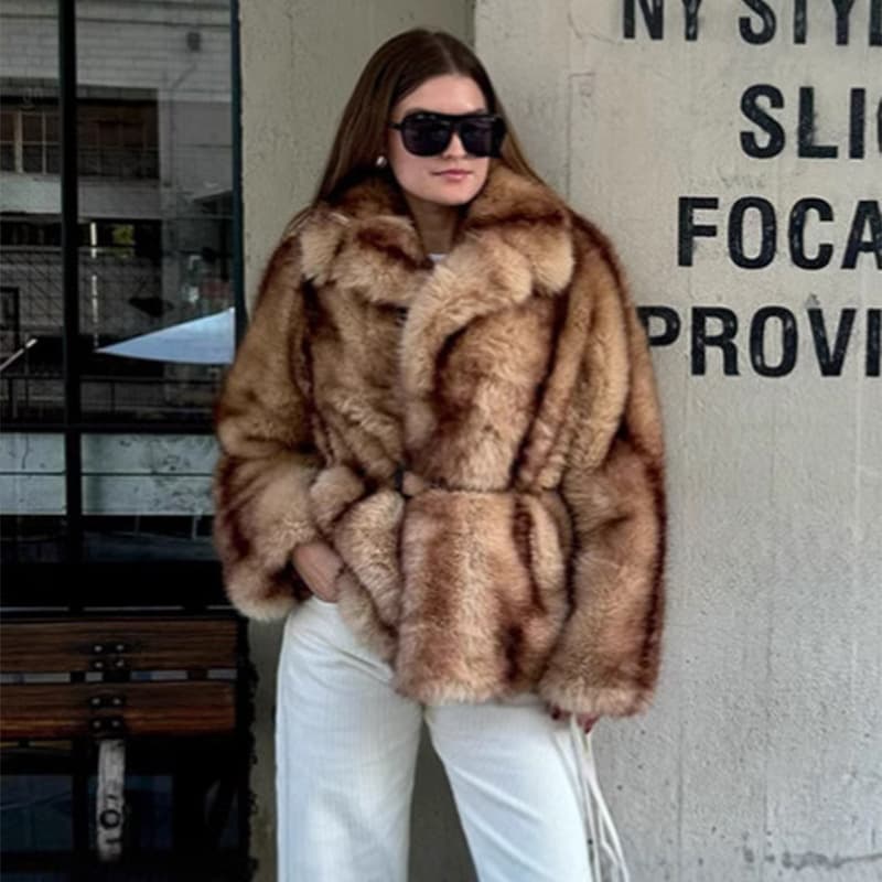 Cross-border Faux Fur Coat European and American New Autumn Winter Fur Jacket Short Women's Top Warm Plus Size Women's Clothing