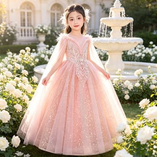Princess Dress for Girls High-End Elegant Children's Piano Performance Stage Dress Host Birthday Tutu Dress