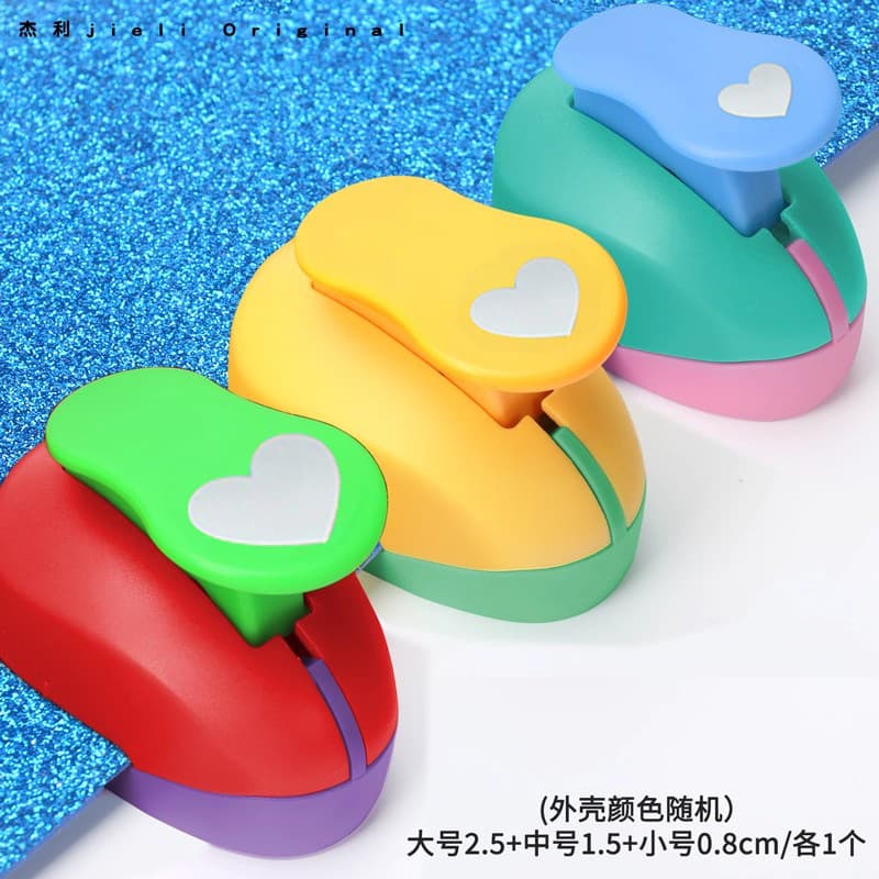 Kids Hand Press Flower Punch, Effortless Five-Point Star Shape Paper Puncher, Large Scallop Scissors Full Set