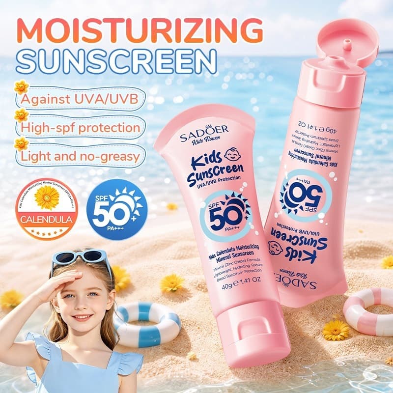 Cross-border SADOER Children's Calendula Moisturizing Mineral Primer Sunscreen Summer UV Protection Lotion Wholesale