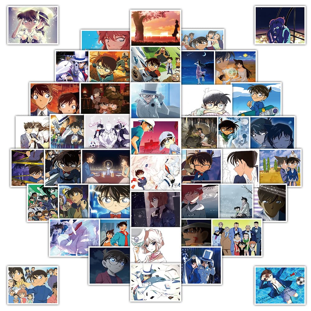 50 Cartoon Anime Detective Conan Edogawa Kudo Shinichi Graffiti Stickers for Decorating Notebooks and Water Bottles
