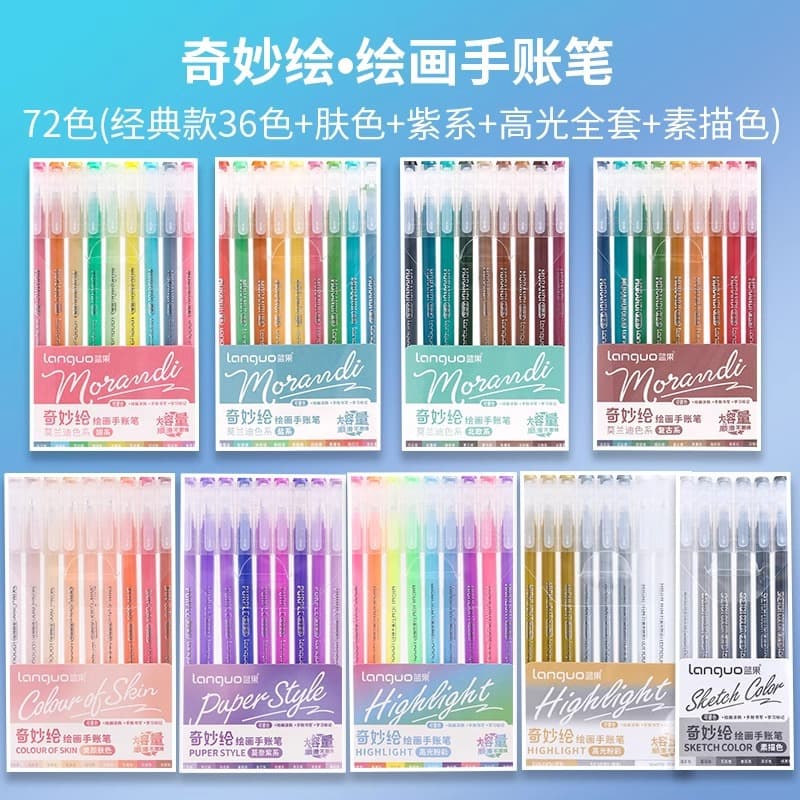 Blue Fruit Journal Pen Full Set 135 Colors Colored Gel Pens for Drawing and Marking, Large Capacity Journal Pens