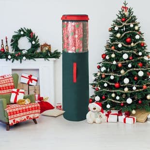 Translucent Round Barrel Non-Woven Christmas Storage Bag Holiday Gift Packaging Storage Bag Long Handle Gift Bag