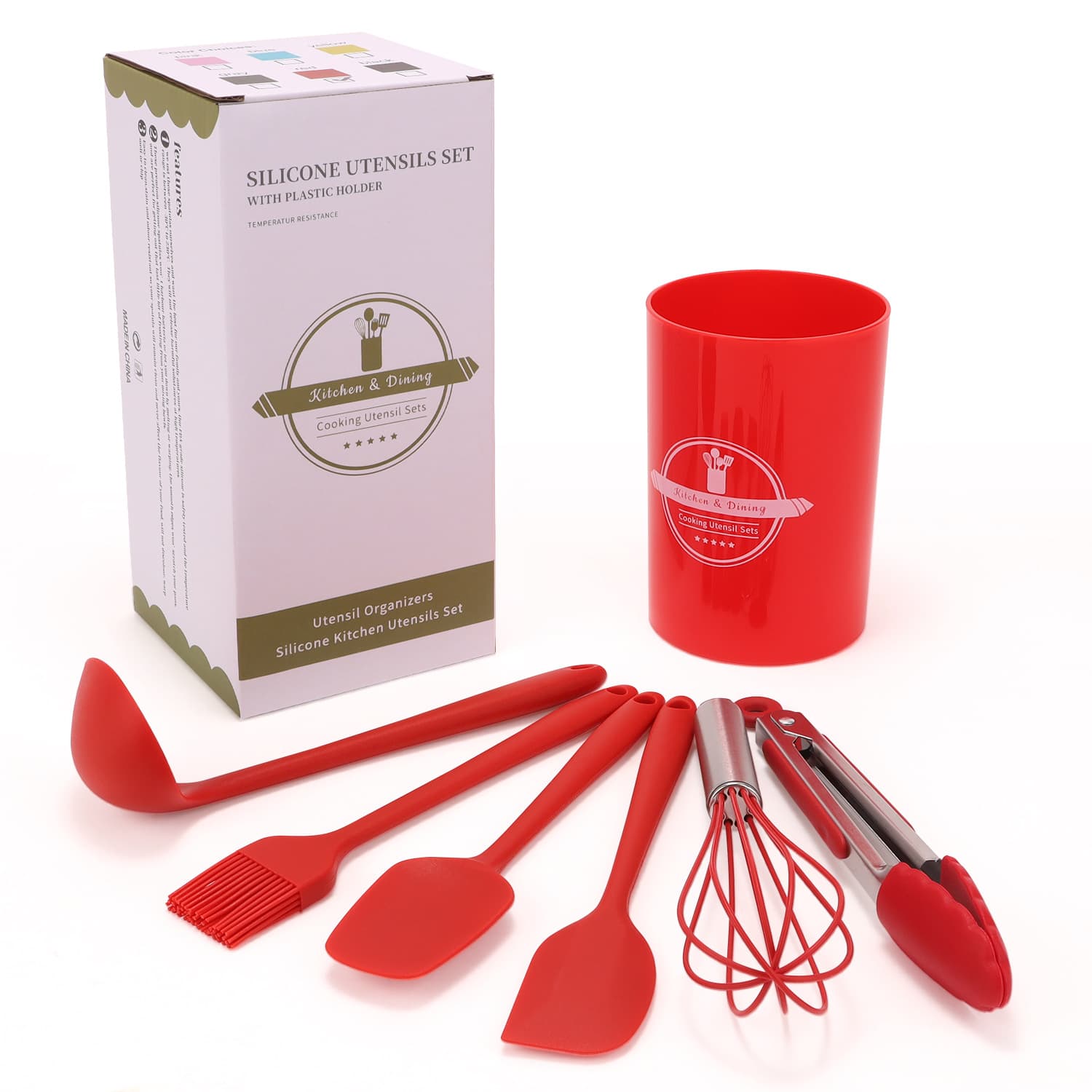 Cross-border mini silicone kitchenware set, non-stick cookware, kitchen storage bucket, all-inclusive silicone spatula, seven-piece set