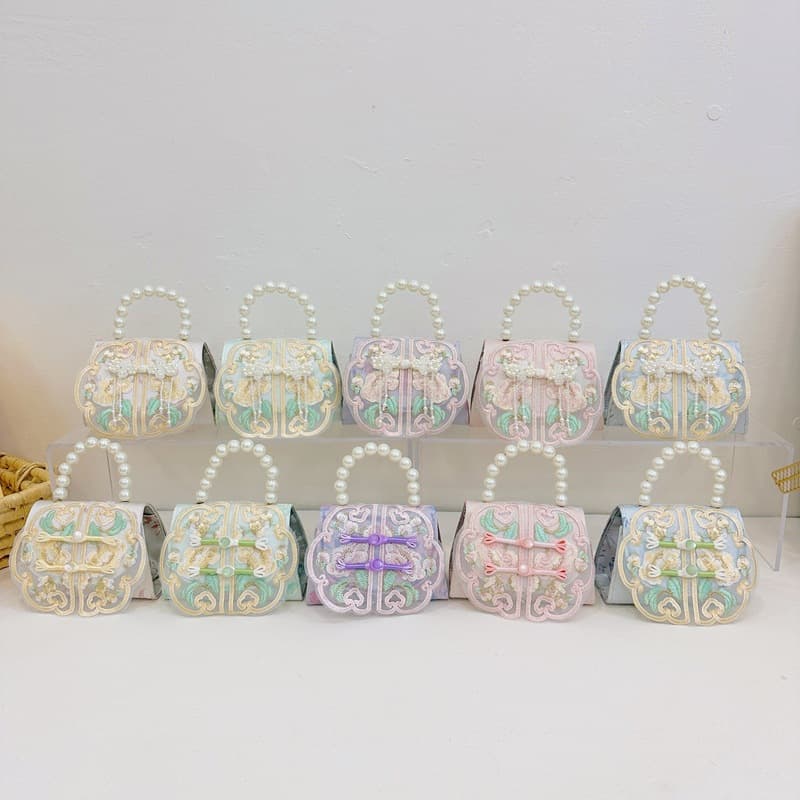 Fashion Girl Messenger Bag Pearl Handbag Vintage Button All-match Little Girl Shoulder Bag Cute Children's Bag