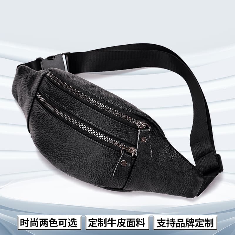 Genuine Top Layer Cowhide Men's Multifunctional Fanny Pack Retro Crossbody Bag Sporty Fashion Mobile Phone Waist Bag