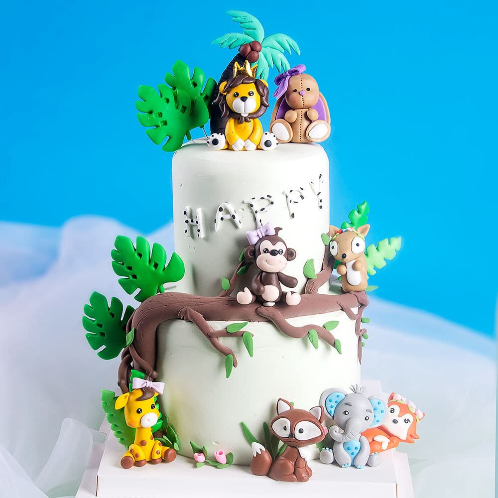 Forest Animal Cake Decorations Soft Clay Ornaments Birthday Baking Pastry Dessert Plug-ins Card Inserts
