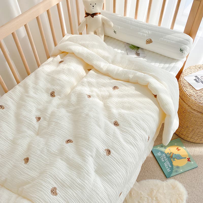Korean Cream-Colored Baby Cotton Blanket, All-Season Air-Conditioning Quilt for Newborns and Kindergarten Nap Use