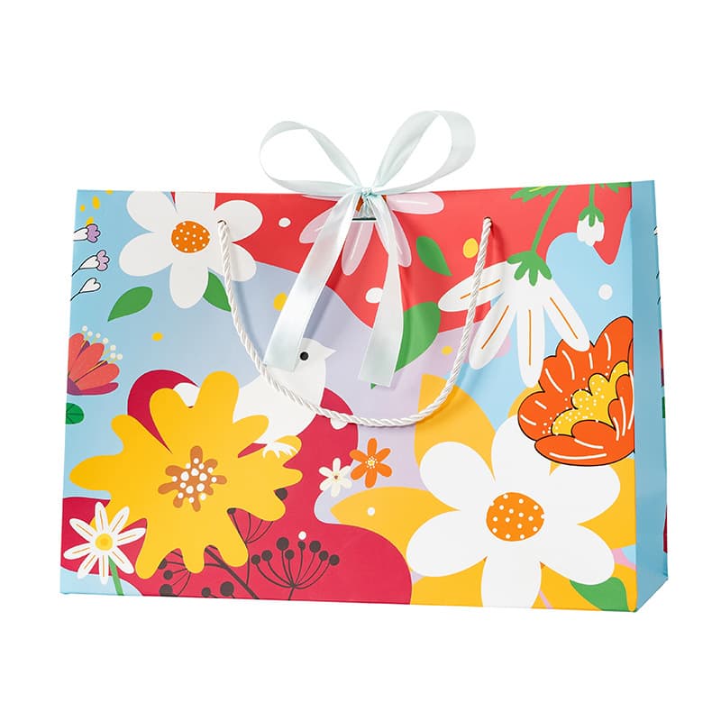 Ins Floral and Chinese Trend Gift Bag, Fresh Handbag, Souvenir Bag with Ribbon, Candy Packaging Bag, Gift Bag