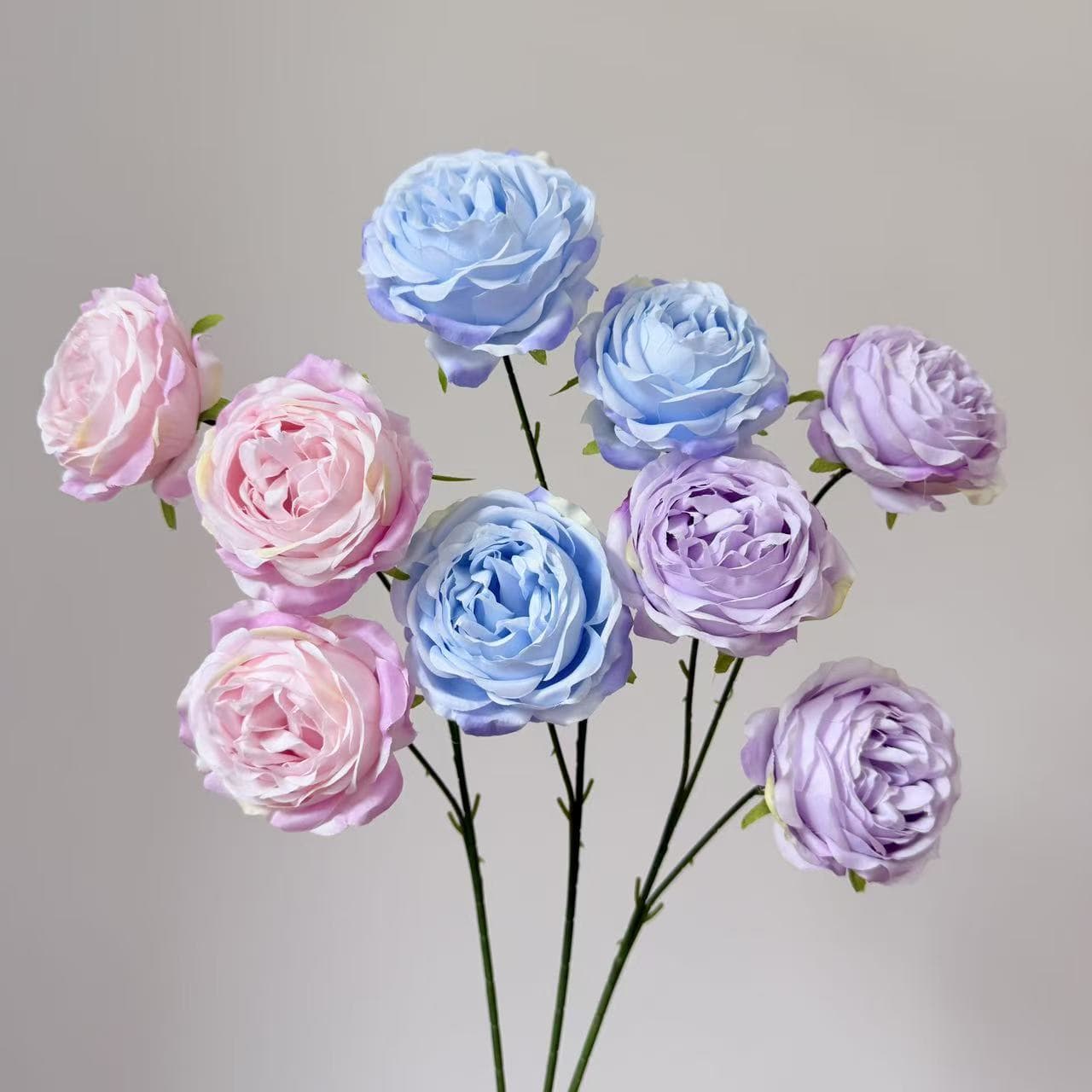 3-Head Rose Artificial Flower High-End Realistic Wedding Decoration Fake Diamond Rose Scene Decor
