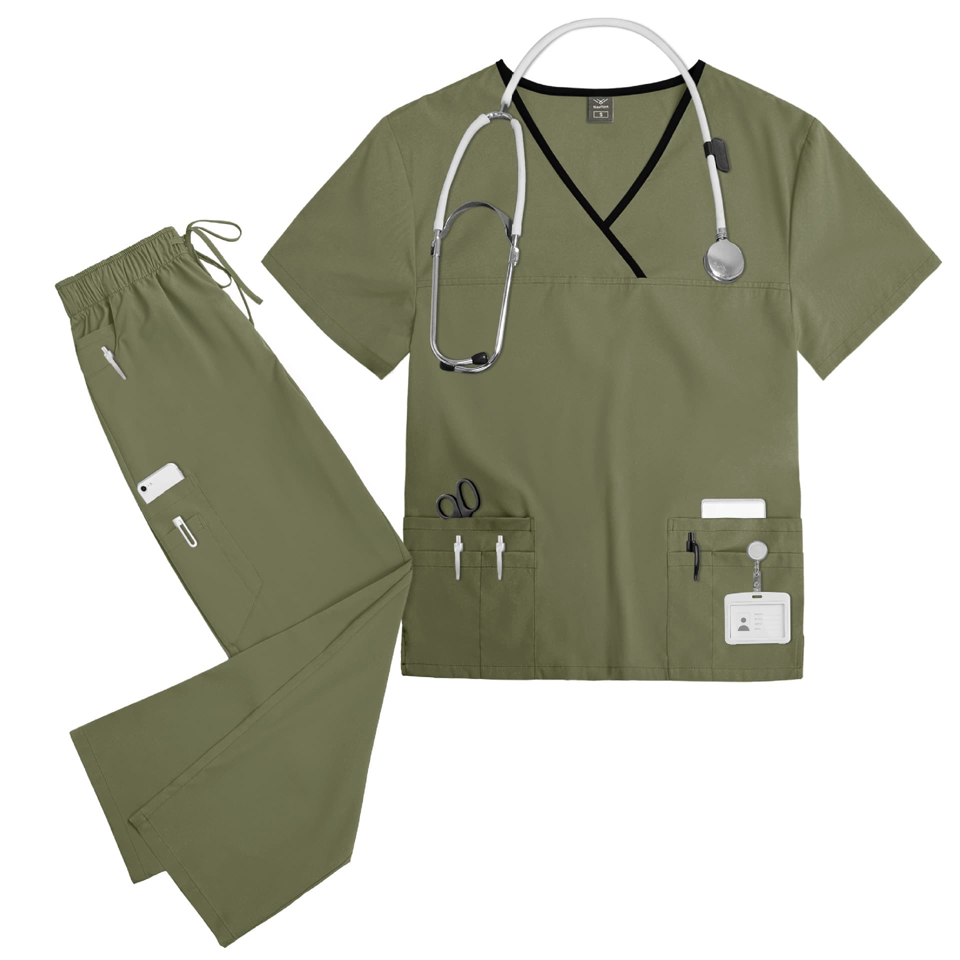 Surgical Scrub Suit Unisex Short Sleeve Quick-Dry Scrubs Doctor Nurse Workwear Summer Thin Style Nurse Uniform